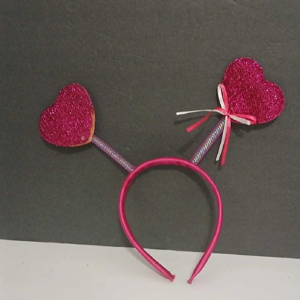 Valentines Fuscia Pink Heart Party Headbands 2 Pcs